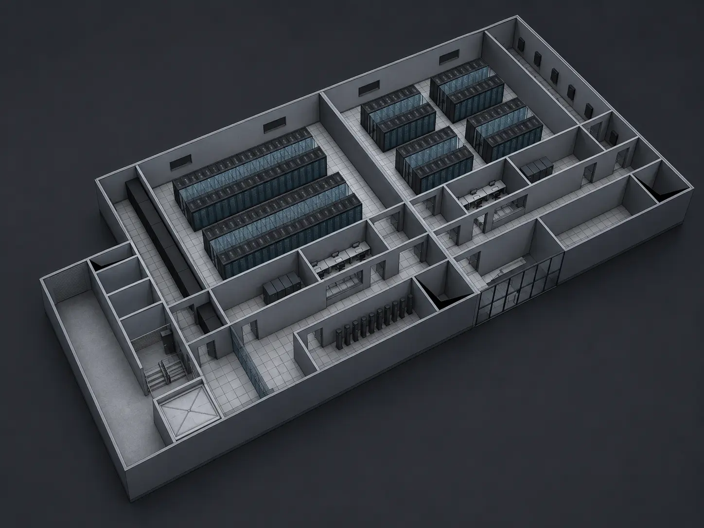 Isometrischer Grundriss der Facility-Zonen im PRIME DataCenter Erkelenz
